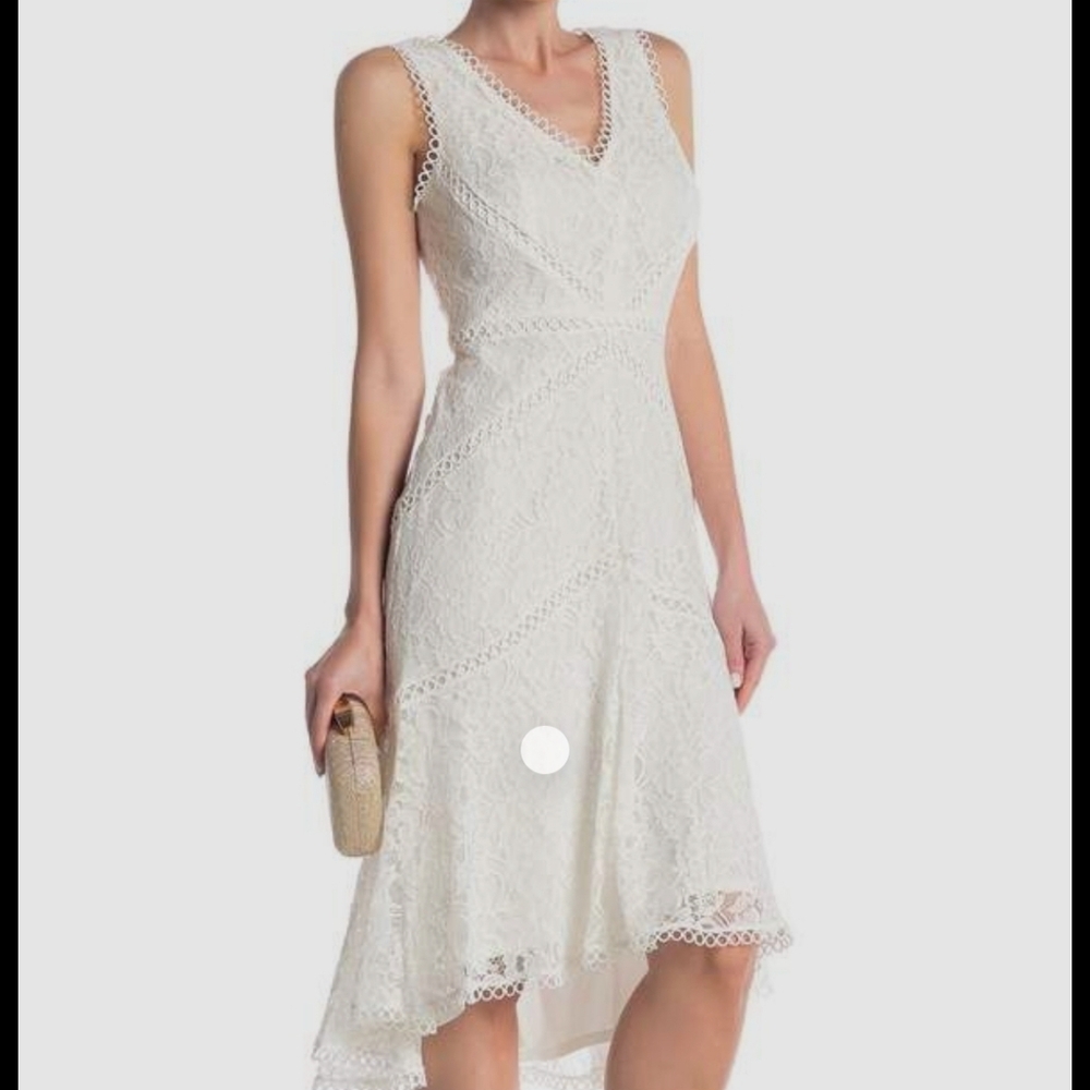 Taylor White Lace High Low Dress Size 6